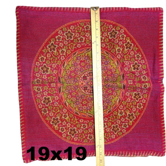 pillow cover SURYA wool weave floral 19x19 zip close NWT 1 cover boho hippie - Picture 9 of 11